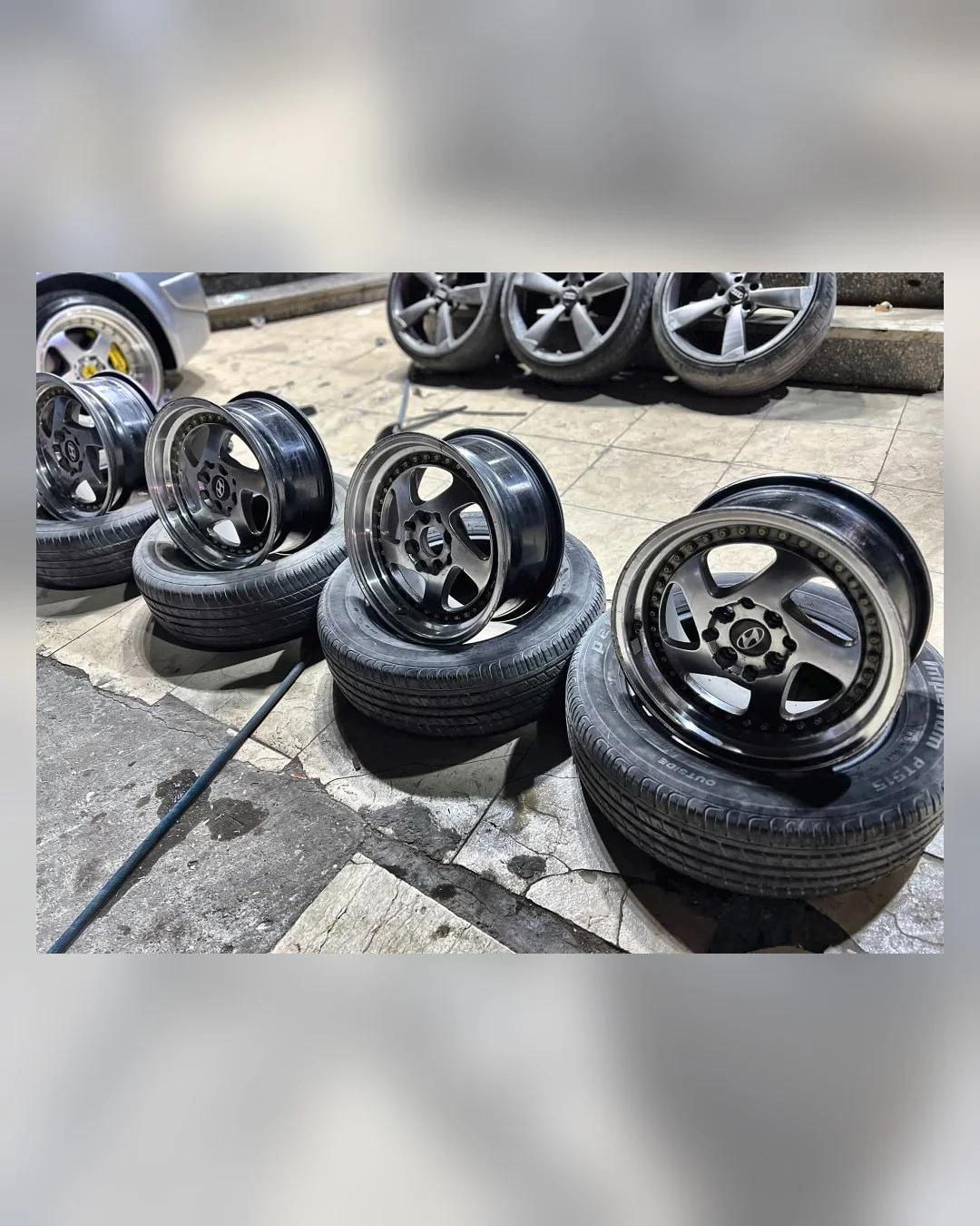 طقم جنوط 15 بوصة عرض 7 أوفست 30 (4×100 و 4×114) — تركب عدة سيارات — استيراد