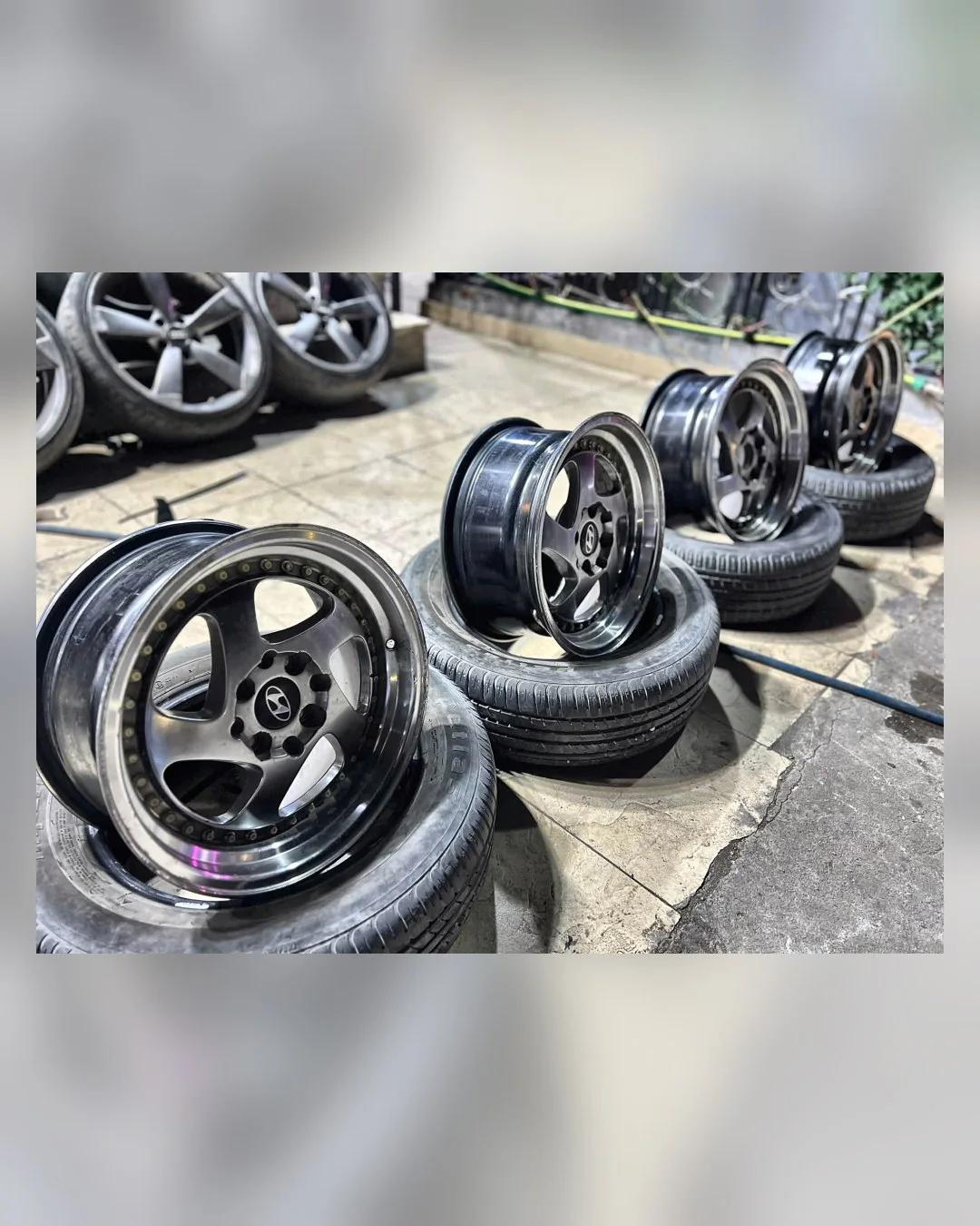 طقم جنوط 15 بوصة عرض 7 أوفست 30 (4×100 و 4×114) — تركب عدة سيارات — استيراد