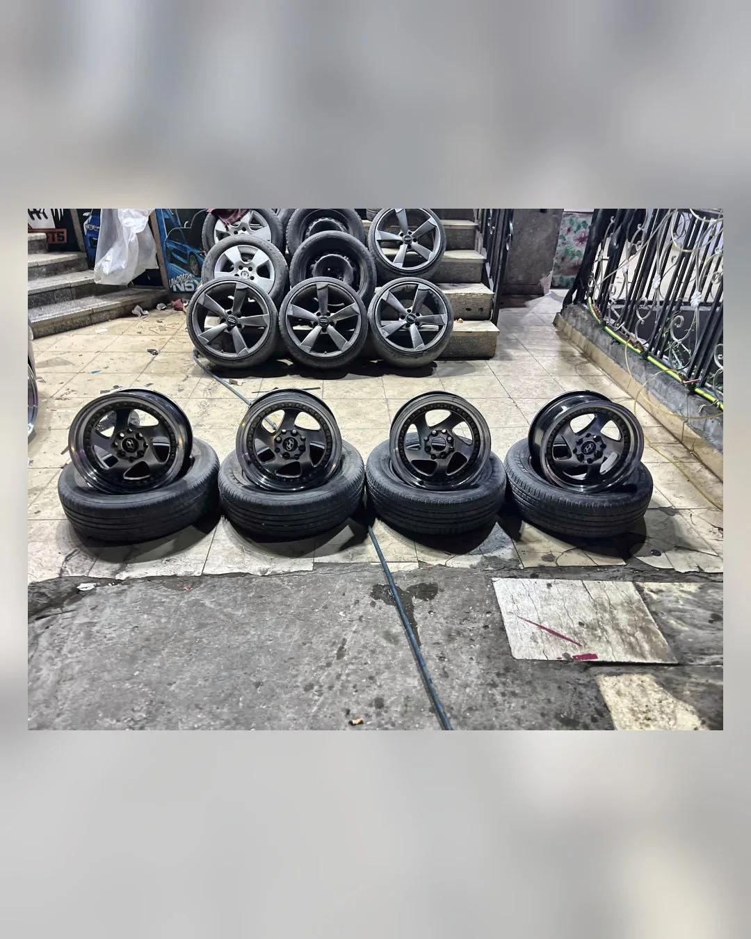 طقم جنوط 15 بوصة عرض 7 أوفست 30 (4×100 و 4×114) — تركب عدة سيارات — استيراد