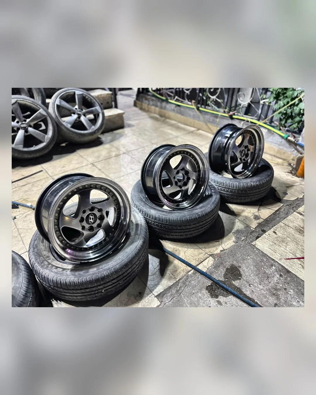 طقم جنوط 15 بوصة عرض 7 أوفست 30 (4×100 و 4×114) — تركب عدة سيارات — استيراد